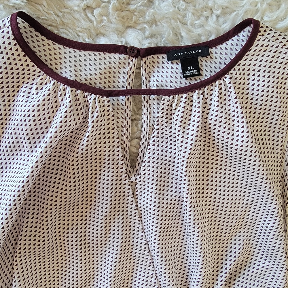 Ann Taylor Women's Cream and Brown Top